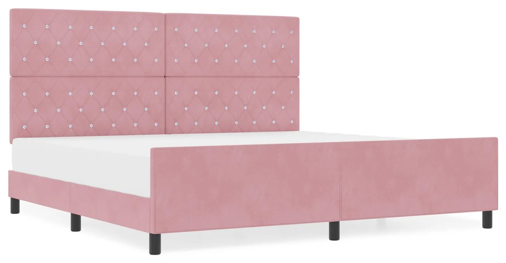 vidaXL Κρεβάτι με Βελούδο Ροζ 200x200 cm