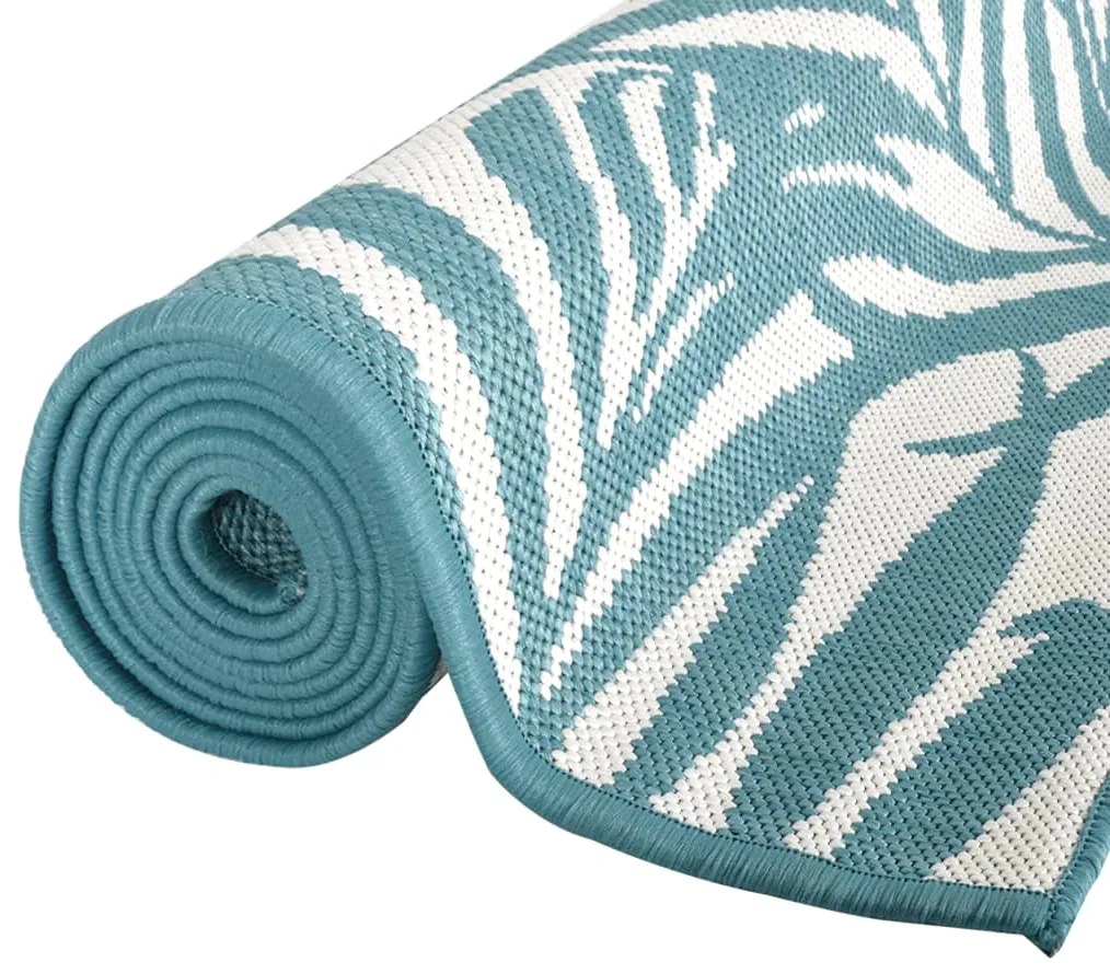 vidaXL Χαλί Εξωτ. Χώρου με Αναστρέψιμο Σχέδιο Γαλάζιο/Λευκό 80x150 εκ.