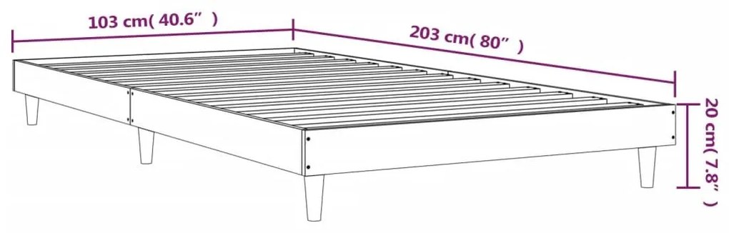 Πλαίσιο Κρεβατιού Sonoma Δρυς 100x200 εκ. Επεξεργασμένο Ξύλο - Καφέ