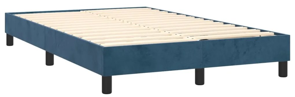 Κρεβάτι Boxspring με Στρώμα Σκούρο Μπλε 120x200 εκ. Βελούδινο - Μπλε