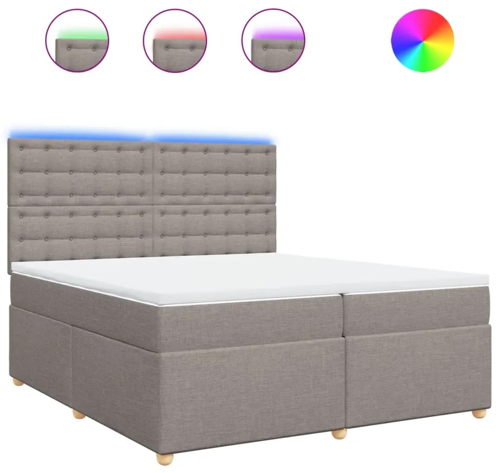 vidaXL Κρεβάτι Boxspring με Στρώμα Taupe 200x200 εκ. Υφασμάτινο