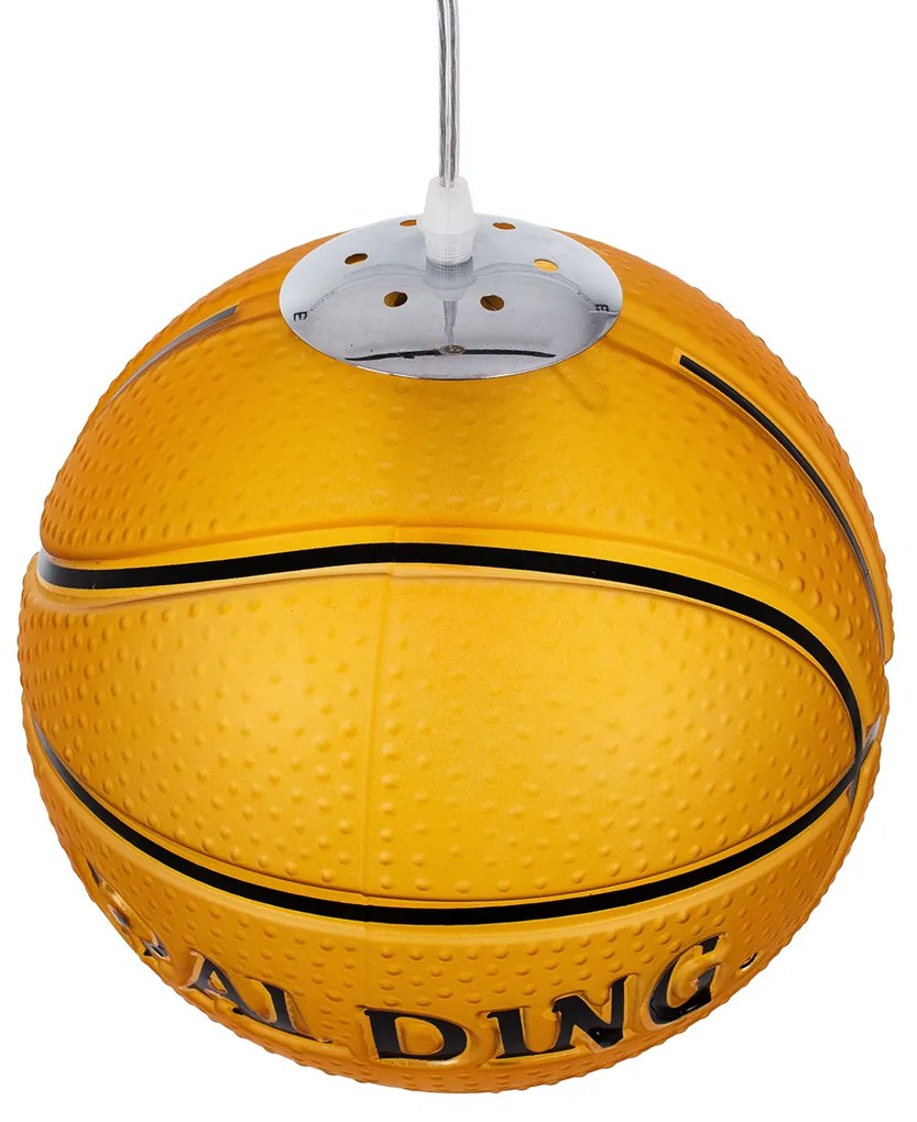 GloboStar SPALDING NBA 00649 Μοντέρνο Κρεμαστό Παιδικό Φωτιστικό Οροφής Μονόφωτο 1 x E27 Πορτοκαλί Γυάλινο Φ25 x Υ25cm - 00649