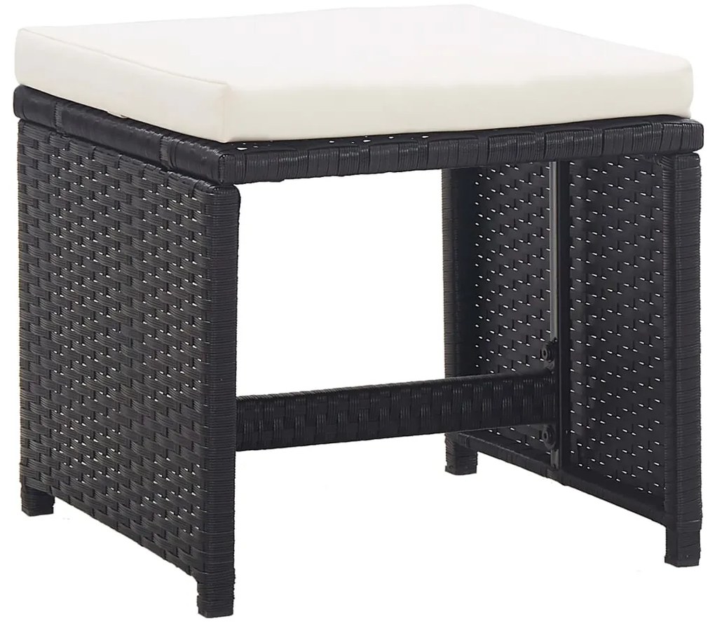 vidaXL Σετ Τραπεζαρίας Εξ. Χώρου 13 τεμ Μαύρο Συνθ. Ρατάν με Μαξιλάρια