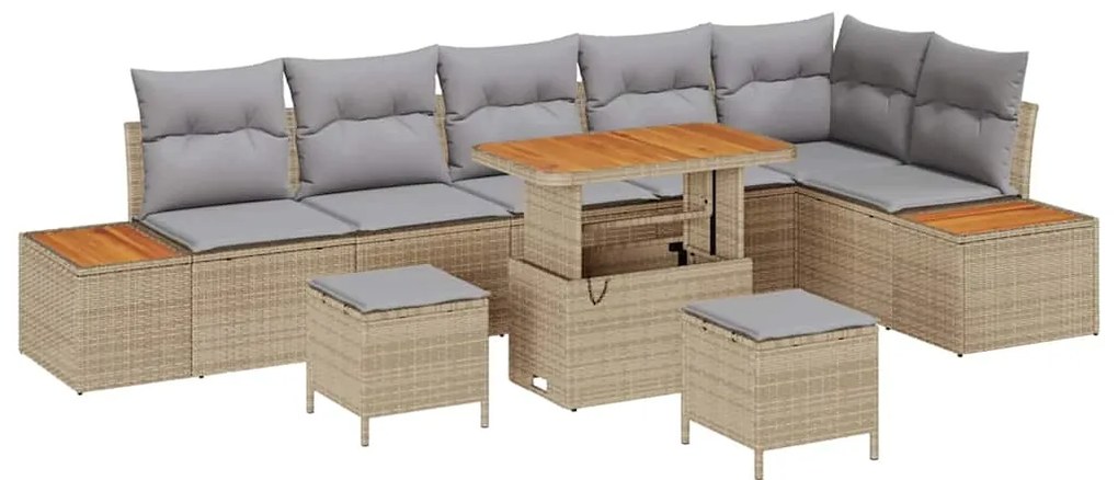 vidaXL Σετ Καναπέ Κήπου 9 pcs Μπεζ συνθετικό ρατάν