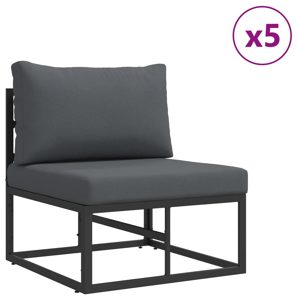 vidaXL Σετ Καναπέ Κήπου 8 pcs Μαύρο 70 x 70 x 32 εκ Αλουμίνιο