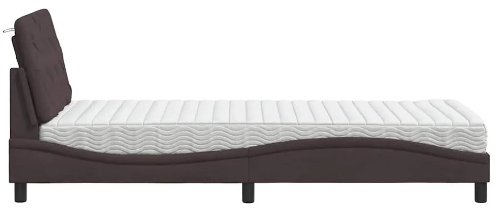 vidaXL Κρεβάτι με Στρώμα Σκούρο Καφέ 90x190 εκ. Υφασμάτινο
