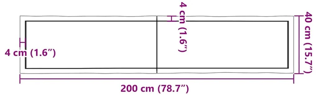 Επιφ Τραπεζιού Αν Καφέ 200x40x(2-4)εκ.Ακατέργ. Μασίφ Ξύλο Δρυός - Καφέ