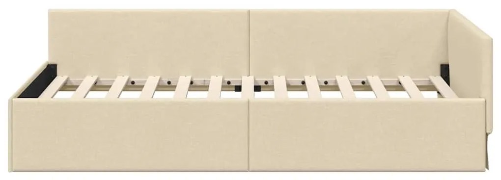 vidaXL Κρεβάτι Γωνίας Κρεμ 80 x 200 cm Ύφασμα και Έργο ξύλου