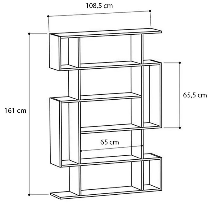 Βιβλιοθήκη μελαμίνης Clint Megapap χρώμα sonoma - ανθρακί 108x25x161εκ.