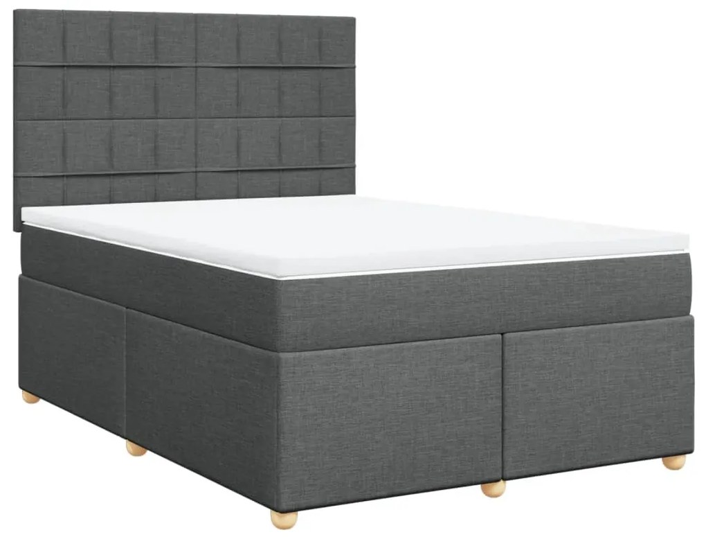 ΚΡΕΒΑΤΙ BOXSPRING ΜΕ ΣΤΡΩΜΑ ΣΚΟΥΡΟ ΓΚΡΙ 140X200 ΕΚ ΥΦΑΣΜΑΤΙΝΟ 3291304