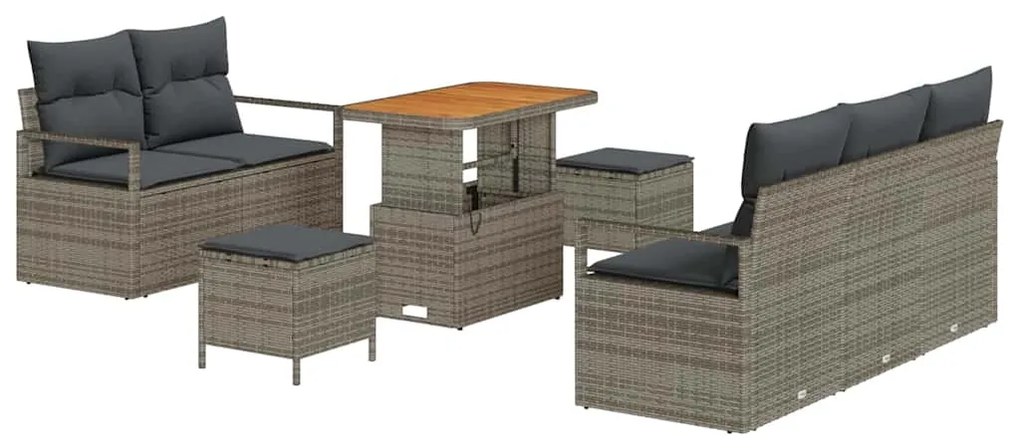 vidaXL Σετ Καναπέ Κήπου με μαξιλάρι 8 pcs Γκρι Πολυ ράταν