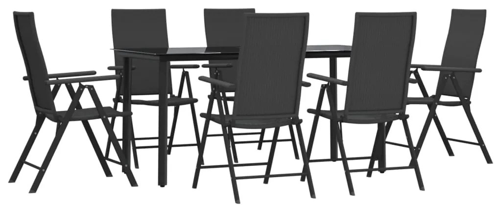 vidaXL Σετ Τραπεζαρίας Κήπου 7 Τεμαχίων Μαύρο από Συνθετικό Ρατάν