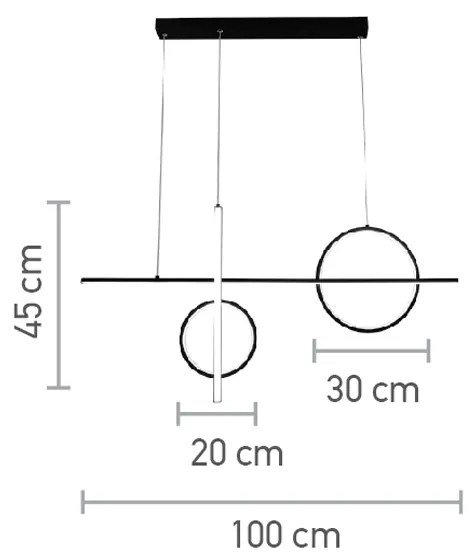 Κρεμαστό φωτιστικό LED 55W 3000K σε μαύρη απόχρωση D:100cm (6043) - 51W - 100W - 6043