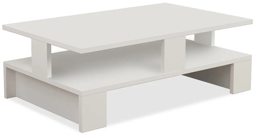 119-000872 Τραπέζι σαλονιού Mansu pakoworld χρώμα λευκό 80x50x27,5εκ MELAMINE 18mm. WHITE, 1 Τεμάχιο