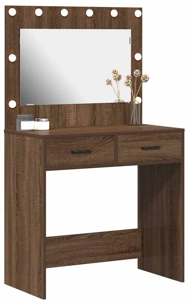 vidaXL Κομοδίνο Καφέ δρυς 78.5 x 41 x 135 εκ Επεξεργασμένο ξύλο