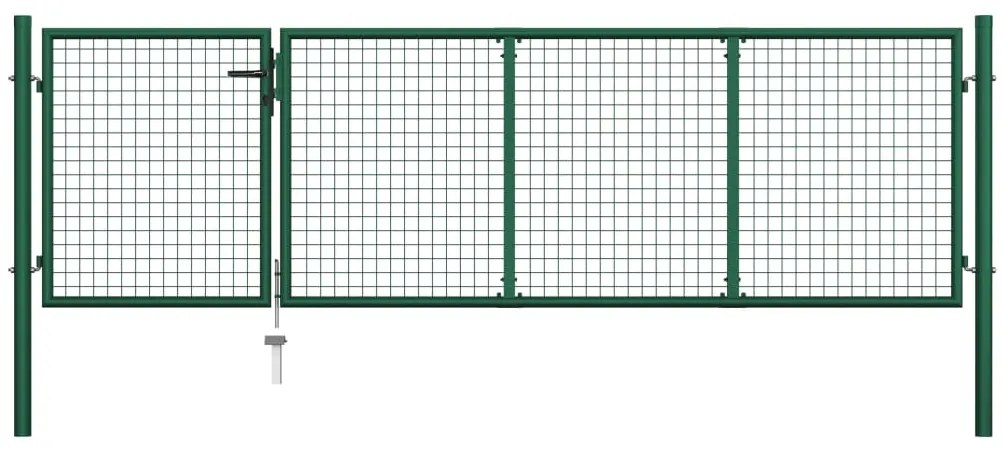 vidaXL Πόρτα Κήπου Πράσινη 350x100 εκ. από Ατσάλι