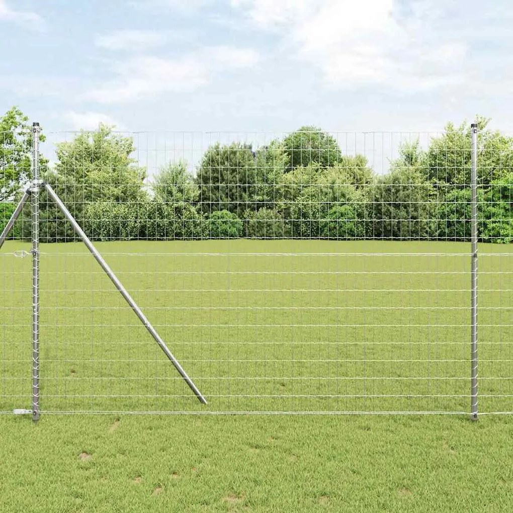 vidaXL Φράχτης Εuro Ασημί 1.6 x 10 m Χάλυβας με θερμή επιμετάλλωση