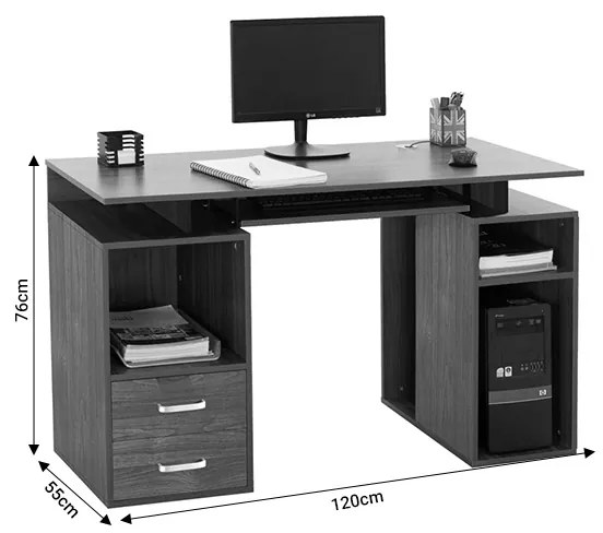 Γραφείο υπολογιστή Liberion pakoworld καρυδί 120x55x76εκ (1 τεμάχια)