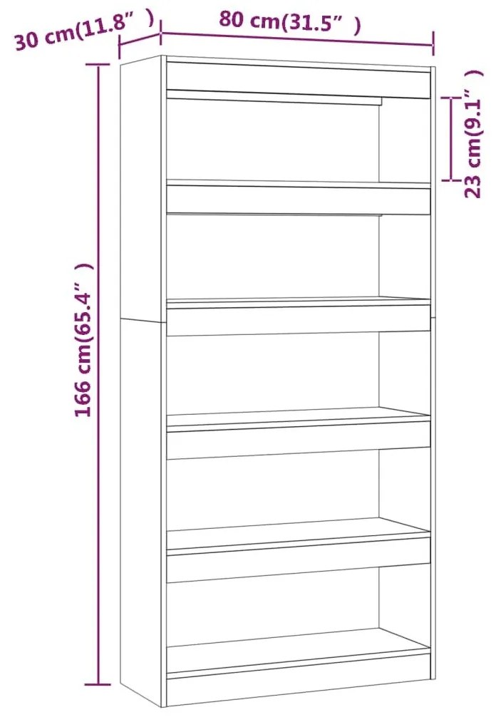 Βιβλιοθήκη/Διαχωριστικό Sonoma Δρυς 80x30x166 εκ. Επεξ. Ξύλο - Καφέ