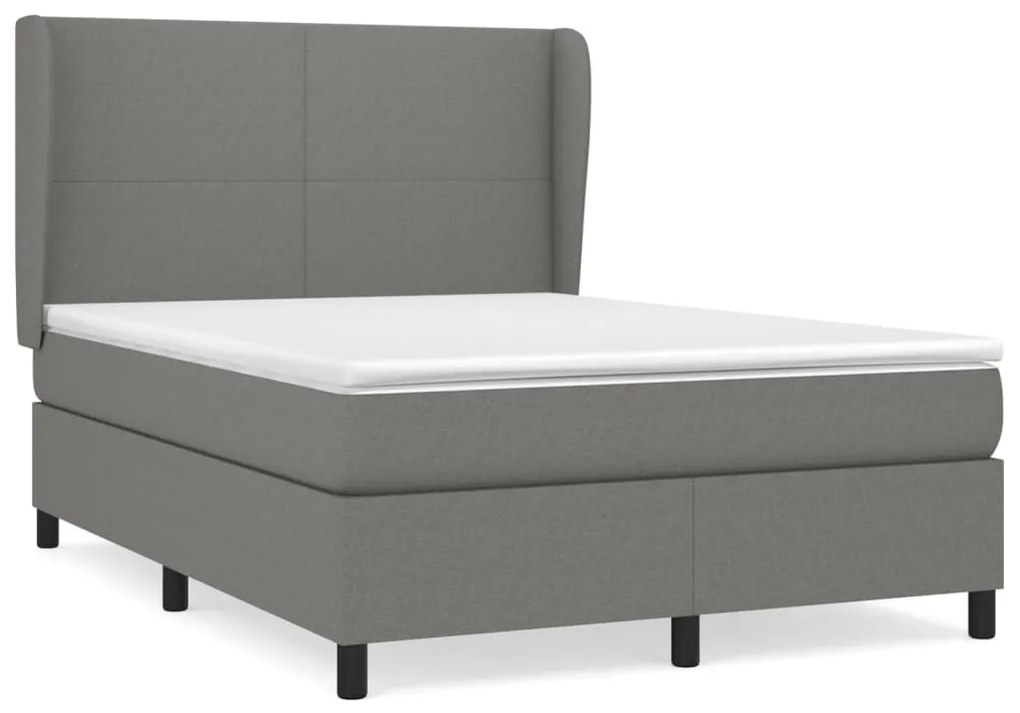 vidaXL Κρεβάτι Boxspring με Στρώμα Σκούρο Γκρι 140x200 εκ Υφασμάτινο