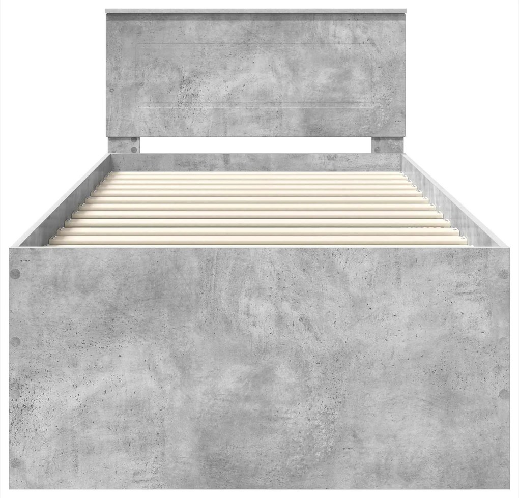 vidaXL Σκελετός Κρεβατιού με κεφαλάρι Σκυρόδεμα Γκρι 90 x 190 cm