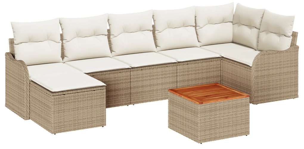 vidaXL Σετ Καναπέδων Κήπου 8 pcs Beige, λευκό Μεγάλο