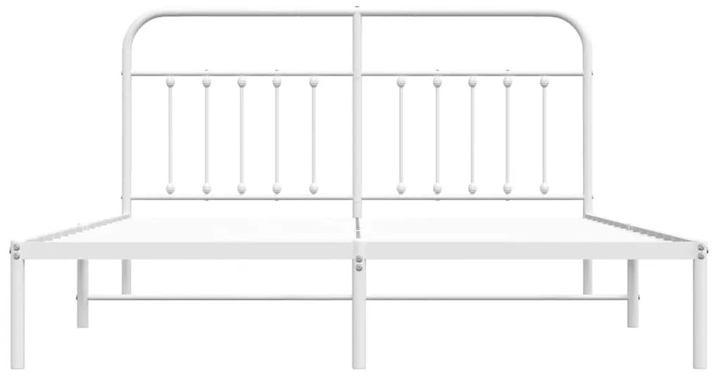 vidaXL Πλαίσιο Κρεβατιού με Κεφαλάρι Λευκό 183 x 213 εκ. Μεταλλικό