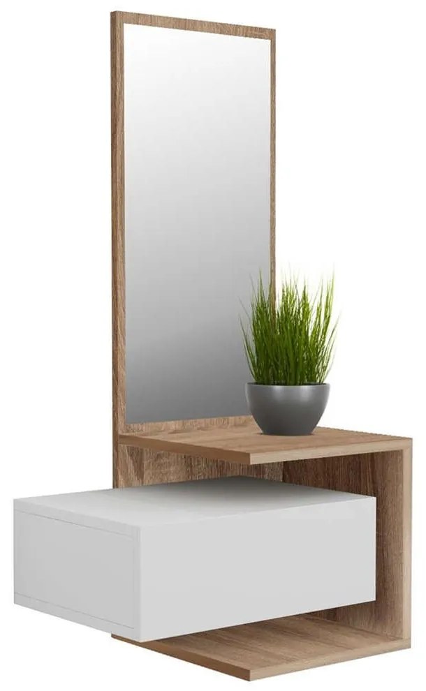 Έπιπλο Εισόδου Με Καθρέπτη Meara HM8984.14 49,1x31,3x90cm Sonoma-White Μελαμίνη