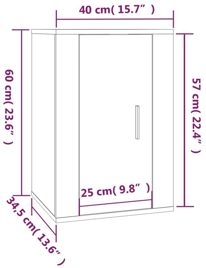 Έπιπλο Τηλεόρασης Επιτοίχιο Λευκό 40x34,5x60 εκ. - Λευκό