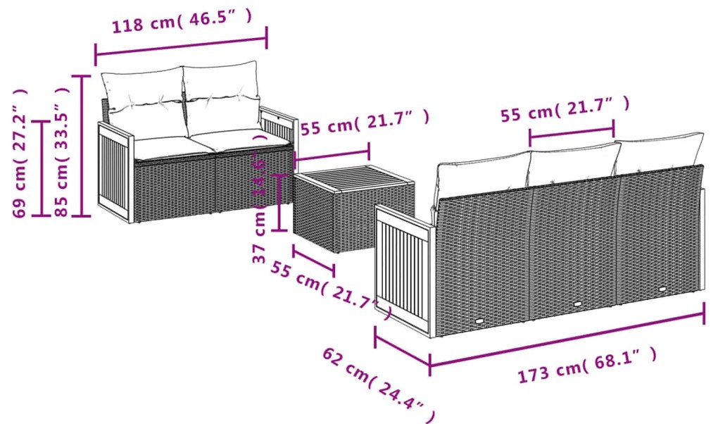 vidaXL Σετ Καναπέ Κήπου 6 τεμ. Μπεζ Συνθετικό Ρατάν με Μαξιλάρια