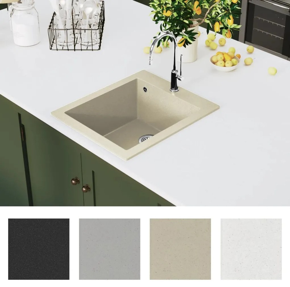 vidaXL Νεροχύτης με Μονή Γούρνα Μπεζ Γρανιτένιος