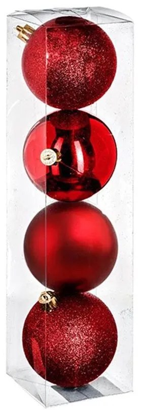 Χριστουγεννιάτικες Μπάλες 07.129243RG (Σετ 4τμχ) 8cm Red