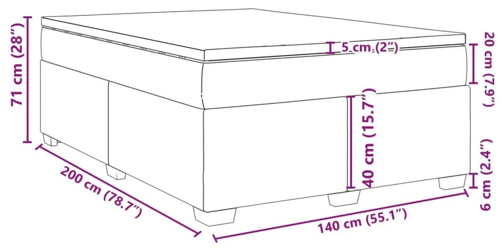 Κρεβάτι Boxspring με Στρώμα Σκούρο Καφέ 140x200 εκ Υφασμάτινο - Καφέ