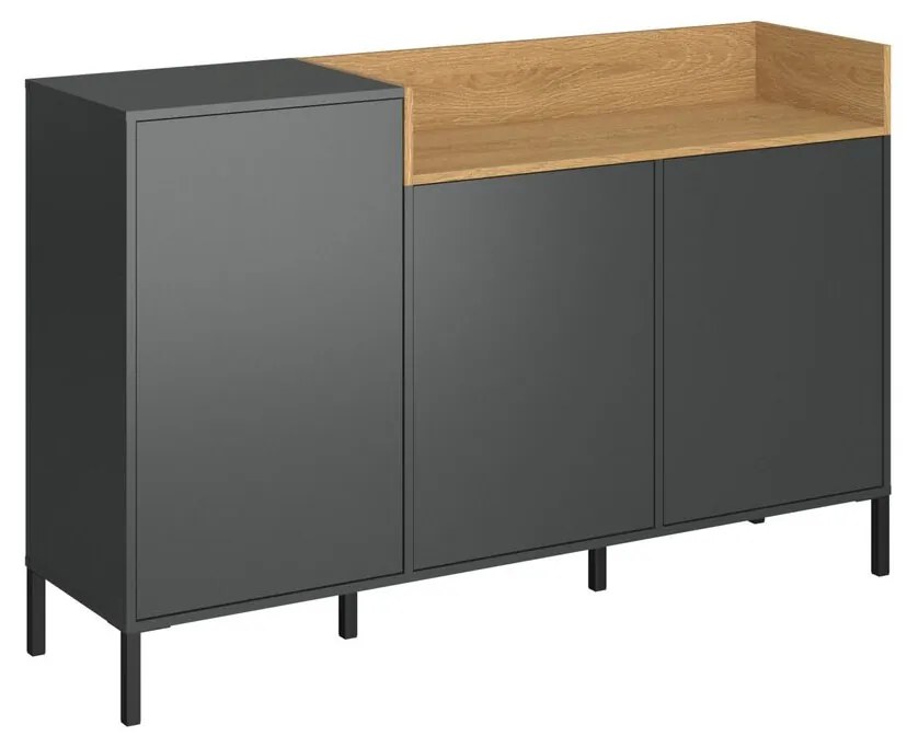 Μπουφές Beril Ανθρακί-Χρυσό Δρυς 155.1x42x98.6cm - TO-BERIL3D - TO-BERIL3D