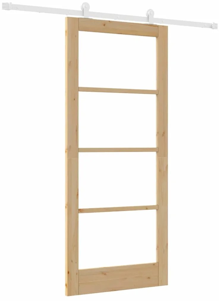 vidaXL Συρόμενη Πόρτα ORKDAL Καφέ 86 x 198.5 cm Ξύλο και μέταλλο