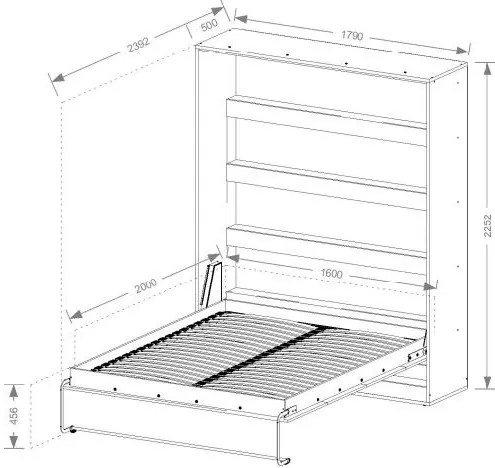 Κρεβάτι τοίχου Aether II-Leuko-Mauro-160 x 200