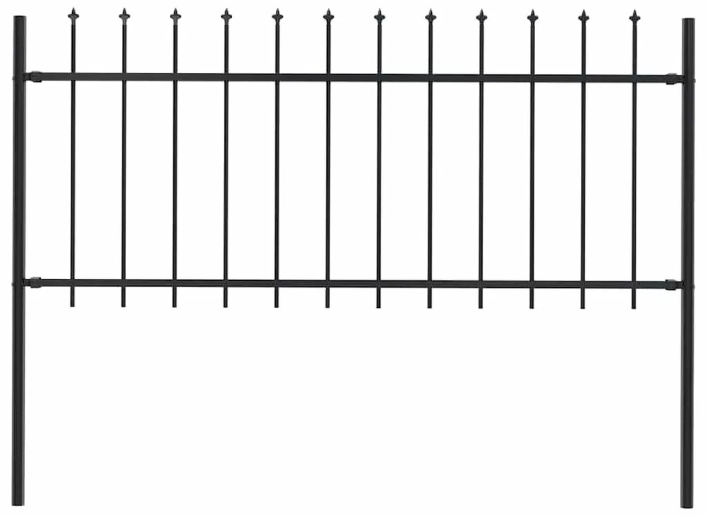 vidaXL Φράχτης Κήπου με Κορυφή Δόρυ Μαύρος Ατσάλινος 181 x 80 εκ.
