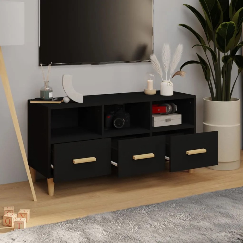vidaXL Έπιπλο Τηλεόρασης Μαύρο 102x36x50 εκ. Επεξεργασμένο Ξύλο