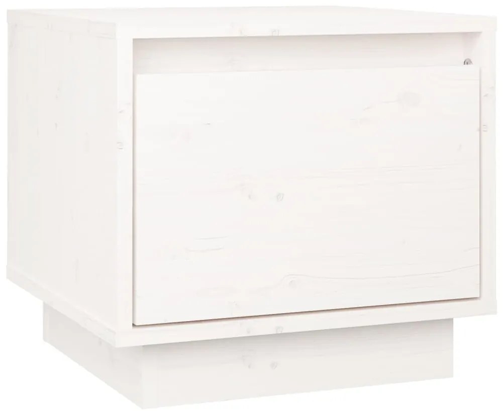 vidaXL Κομοδίνο Λευκό 35 x 34 x 32 εκ. από Μασίφ Ξύλο Πεύκου
