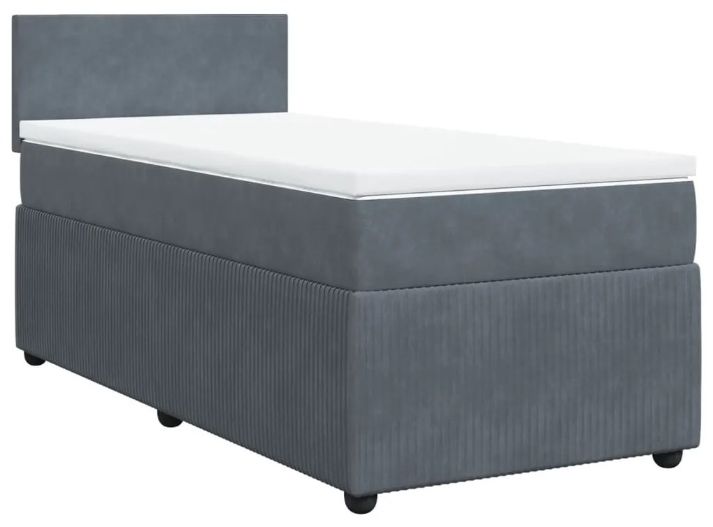 vidaXL Κρεβάτι Boxspring με Στρώμα Σκούρο Γκρι 80x200 εκ. Βελούδινο