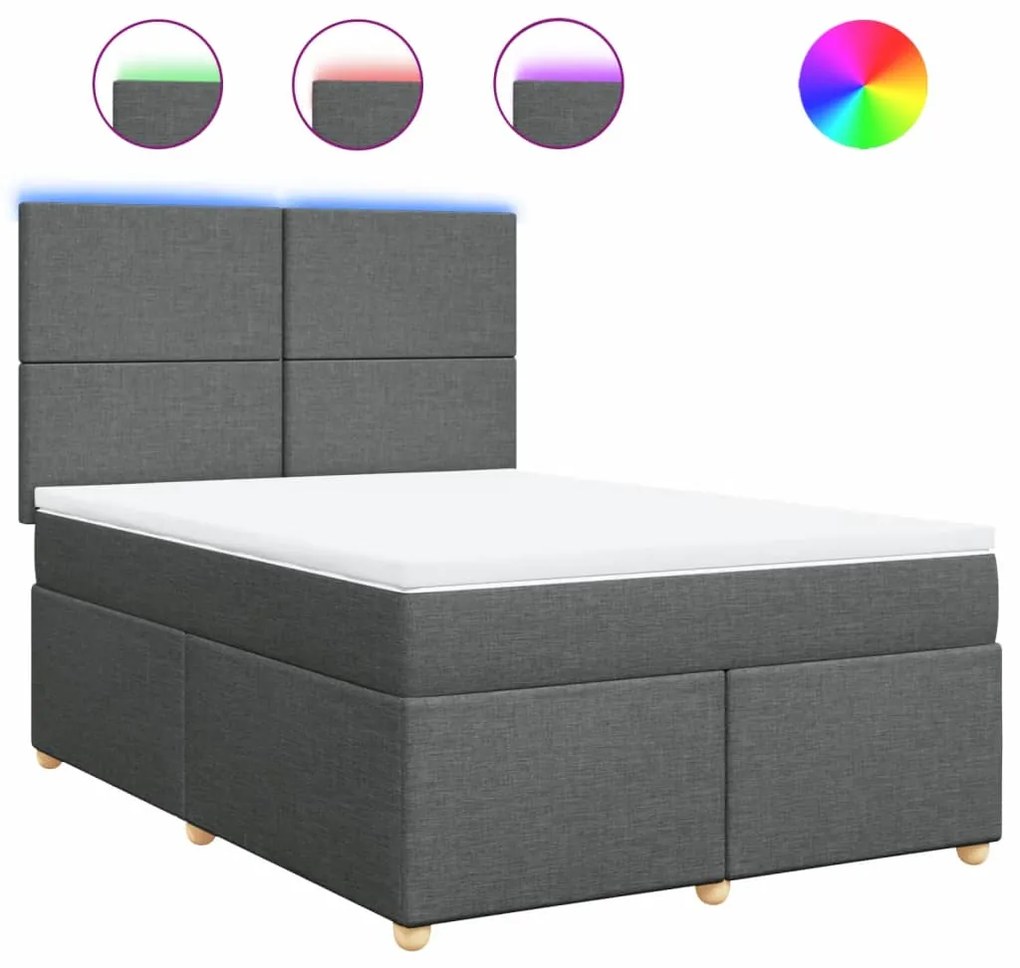 ΚΡΕΒΑΤΙ BOXSPRING ΜΕ ΣΤΡΩΜΑ ΣΚΟΥΡΟ ΓΚΡΙ 160X200 ΕΚ ΥΦΑΣΜΑΤΙΝΟ 3293625