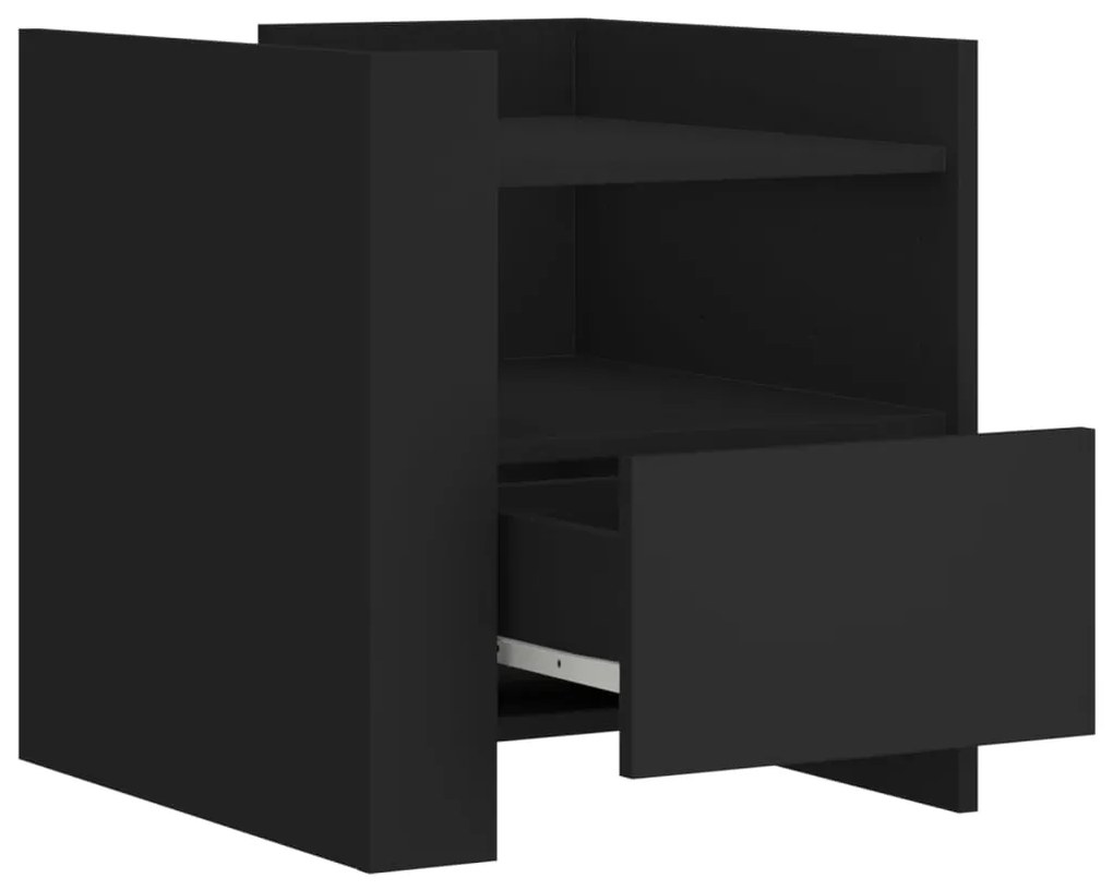 vidaXL Κομοδίνο Μαύρο 45x50x50 εκ. από Επεξεργασμένο Ξύλο