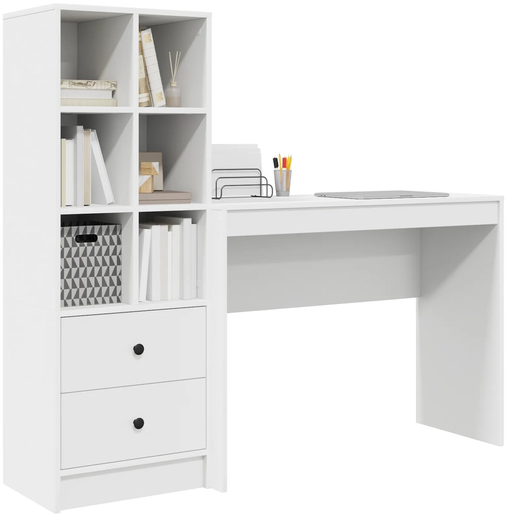 vidaXL Γραφείο με αποθηκευτικό χώρο 2 pcs Λευκό 100 x 40 x 76 εκ.