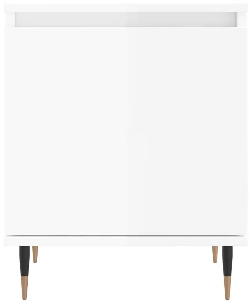Κομοδίνα 2 τεμ. Γυαλ. Λευκά 40x30x50 εκ. από Επεξεργασμένο Ξύλο - Λευκό