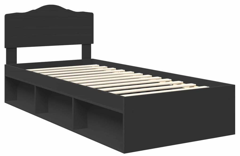 vidaXL Σκελετός Κρεβατιού Μαύρο 90 x 200 cm Στερεά ξυλεία πεύκου