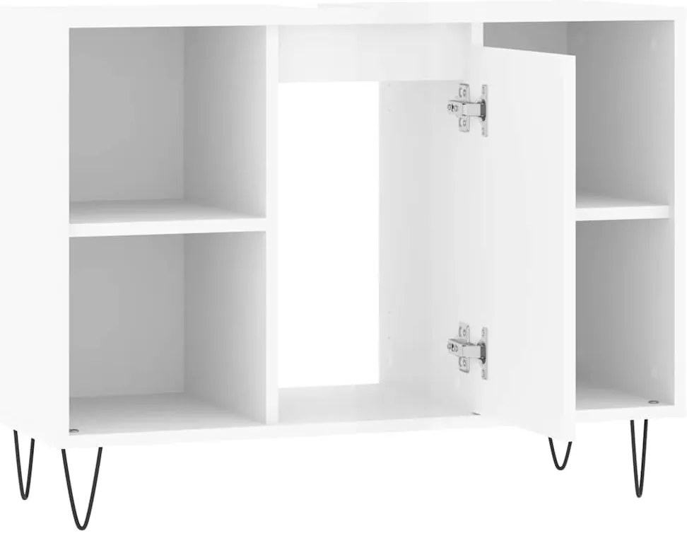 vidaXL Ντουλάπι Μπάνιου Γυαλ. Λευκό 80 x 33 x 60 εκ. από Επεξεργ. Ξύλο