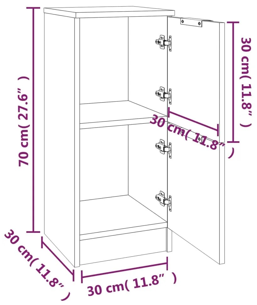 Ντουλάπι Γκρι Sonoma 30x30x70 εκ. από Επεξεργασμένο Ξύλο - Γκρι