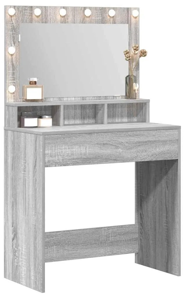 vidaXL Τραπέζι Μακιγιάζ με ράφι Γκρι sonoma 79 x 41 x 135 cm