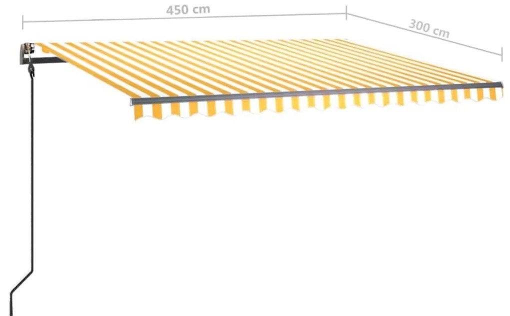Τέντα Συρόμενη Αυτόματη με Στύλους Κίτρινο / Λευκό 4,5 x 3 μ. - Κίτρινο