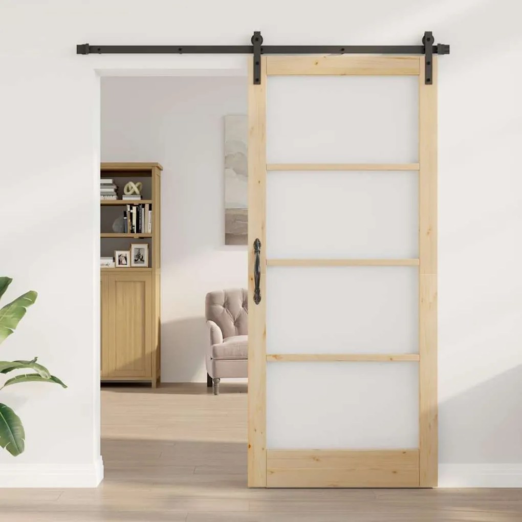 vidaXL Συρόμενη Πόρτα ORKDAL Καφέ 93 x 211 εκ. Μασίφ ξύλο πεύκου